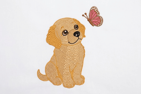 Golden Retriever Puppy with Butterfly