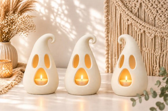 Halloween Ghost Tealight Holder 3D STL File for 3D Printing - Image 4