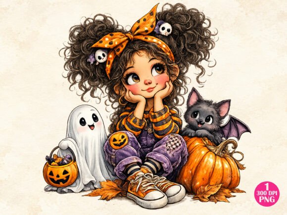 Halloween Girl Ghost PNG Illustration Illustrations Imprimables Par Graphic Divine
