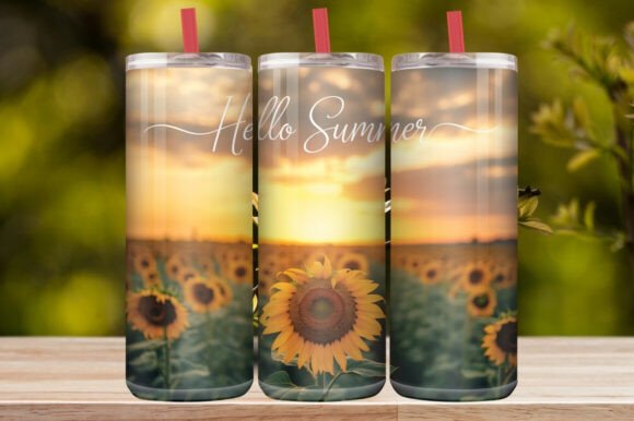 Hello Summer Sunflower Sunset Field 20oz