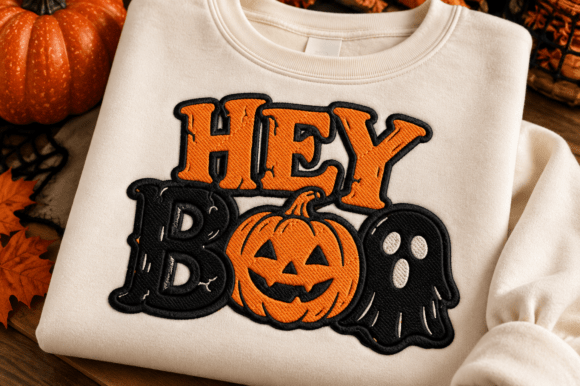 Hey Boo Halloween Embroidery Design