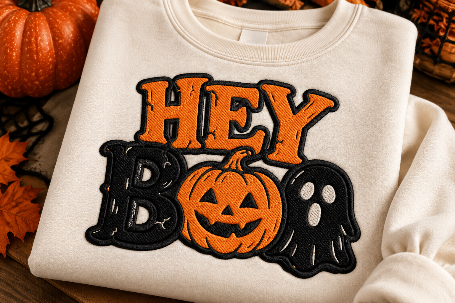 Hey Boo Halloween Embroidery Design