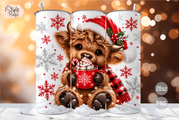 Highland Cow Christmas 20oz Tumbler Wrap