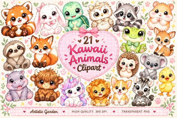 Kawaii Animals Clipart Bundle