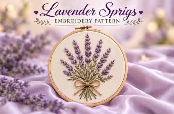 Lavender Sprigs Embroidery Hand Pattern