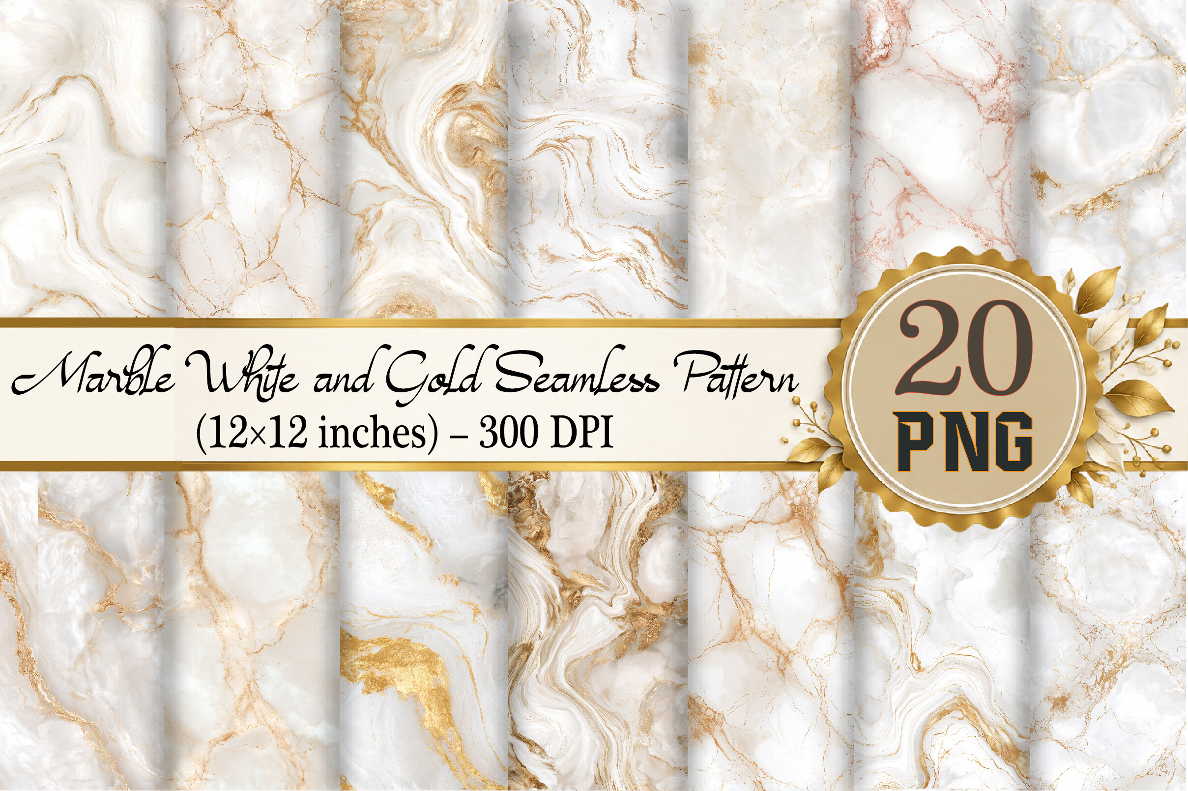 Marble White and Gold Seamless Pattern