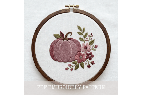 Mauve Pumpkin Bloom Embroidery Pattern