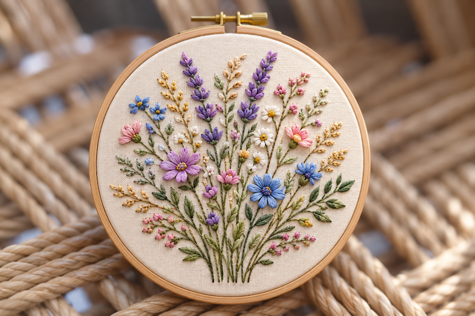 Meadow Breeze Wildflower Embroidery