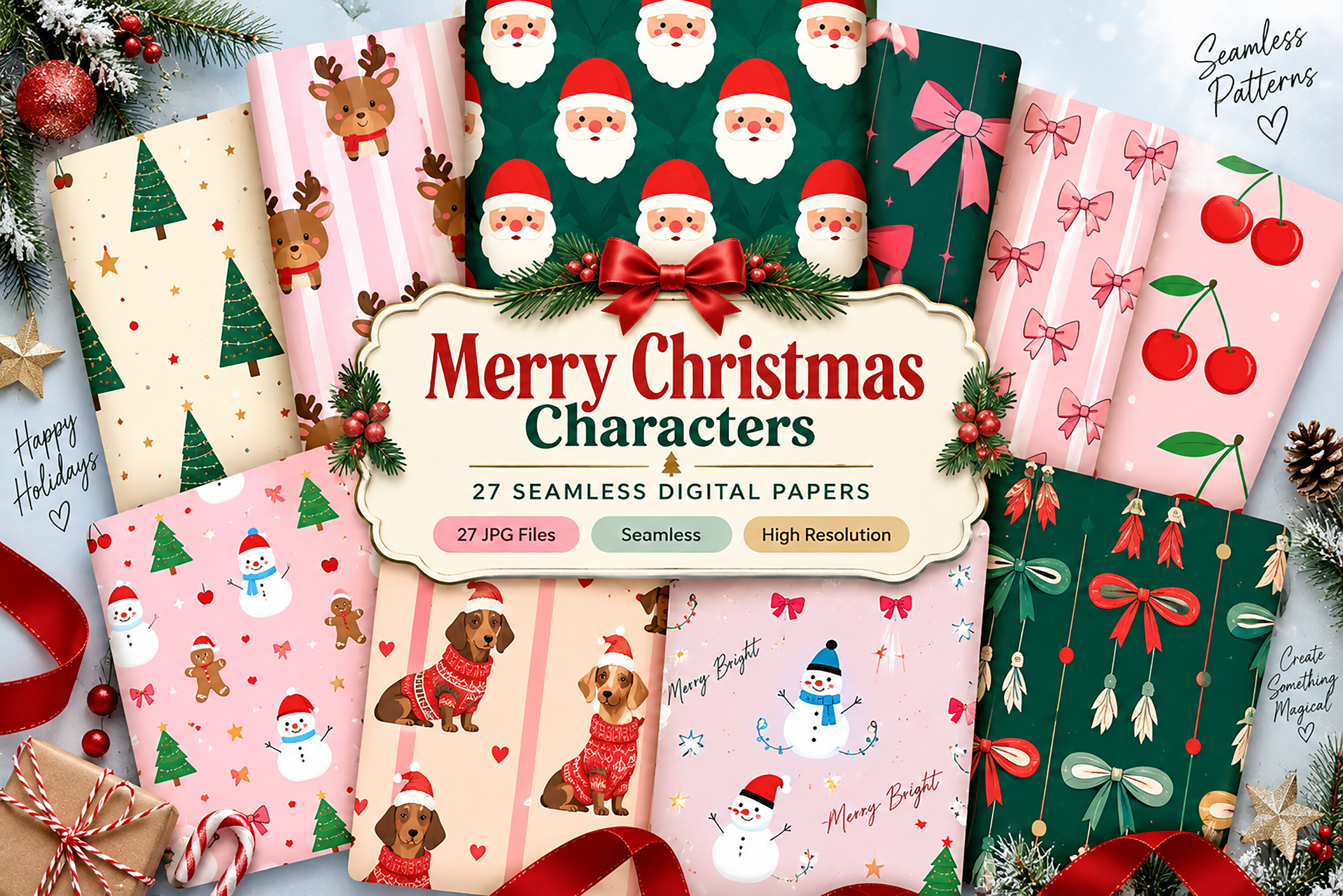 Merry Christmas Characters Digital