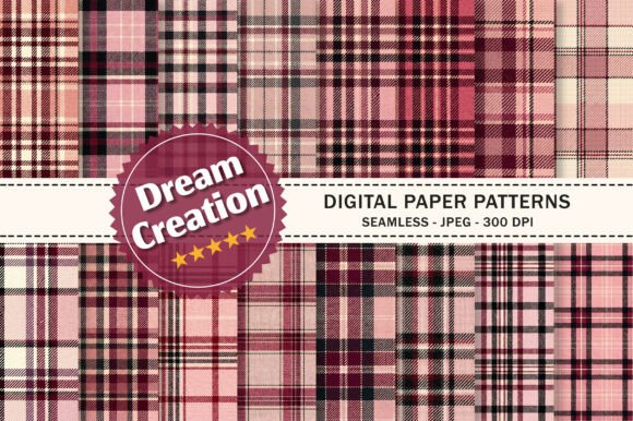 Pink Tartan Plaid Digital Paper
