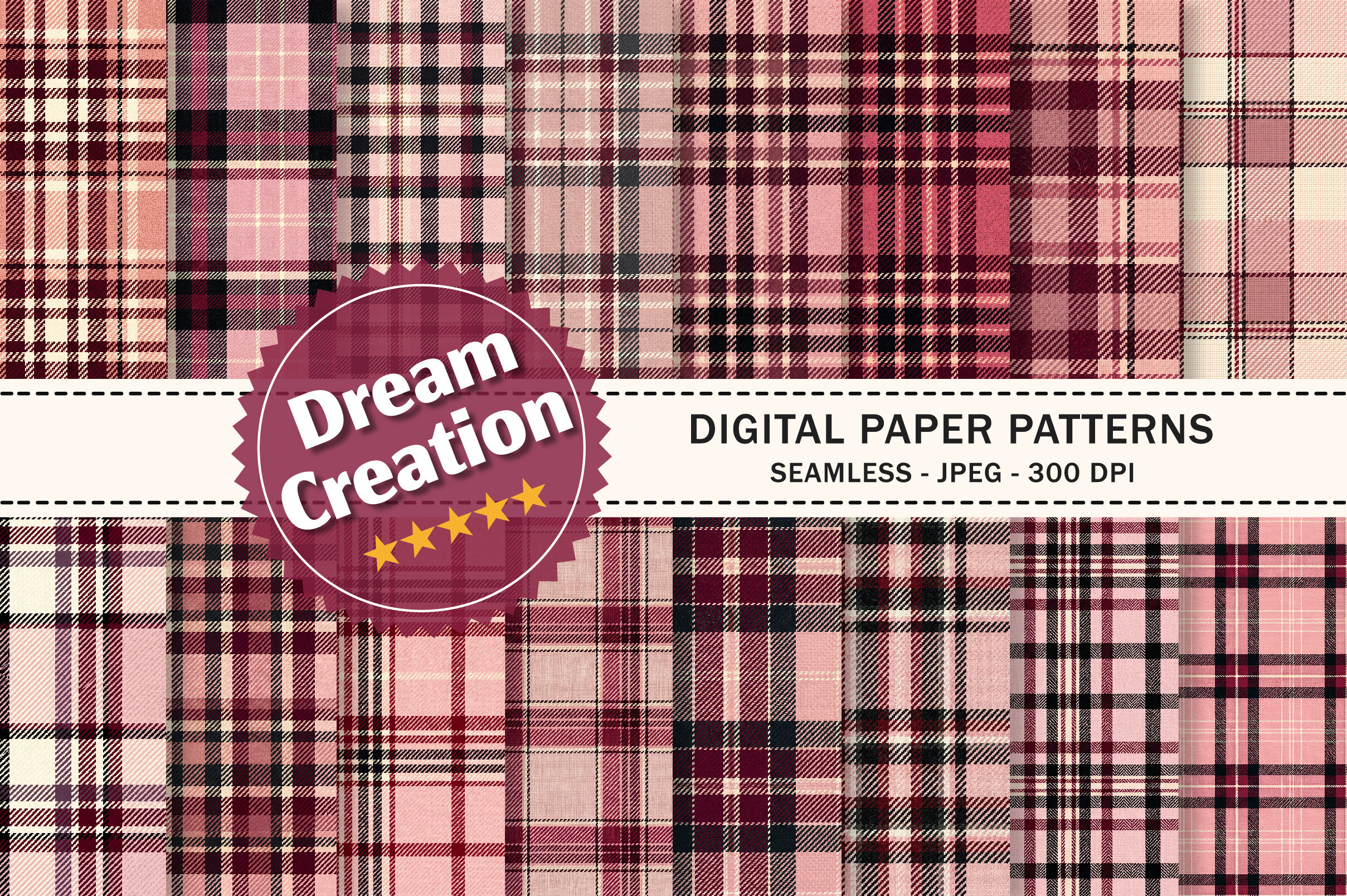 Pink Tartan Plaid Digital Paper