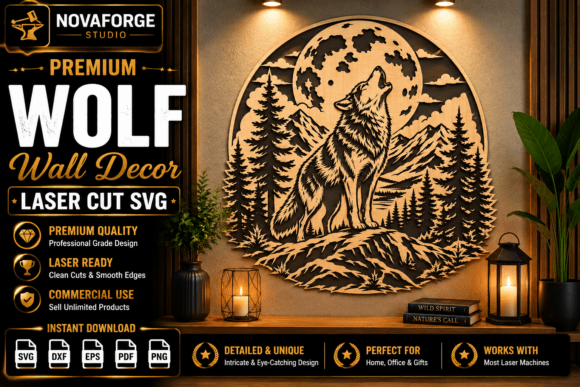 Premium Wolf Wall Decor SVG