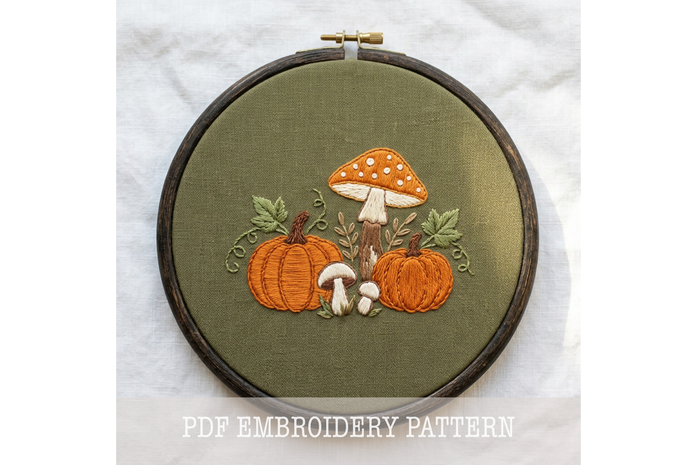 Pumpkin Mushroom Fall Embroidery Pattern