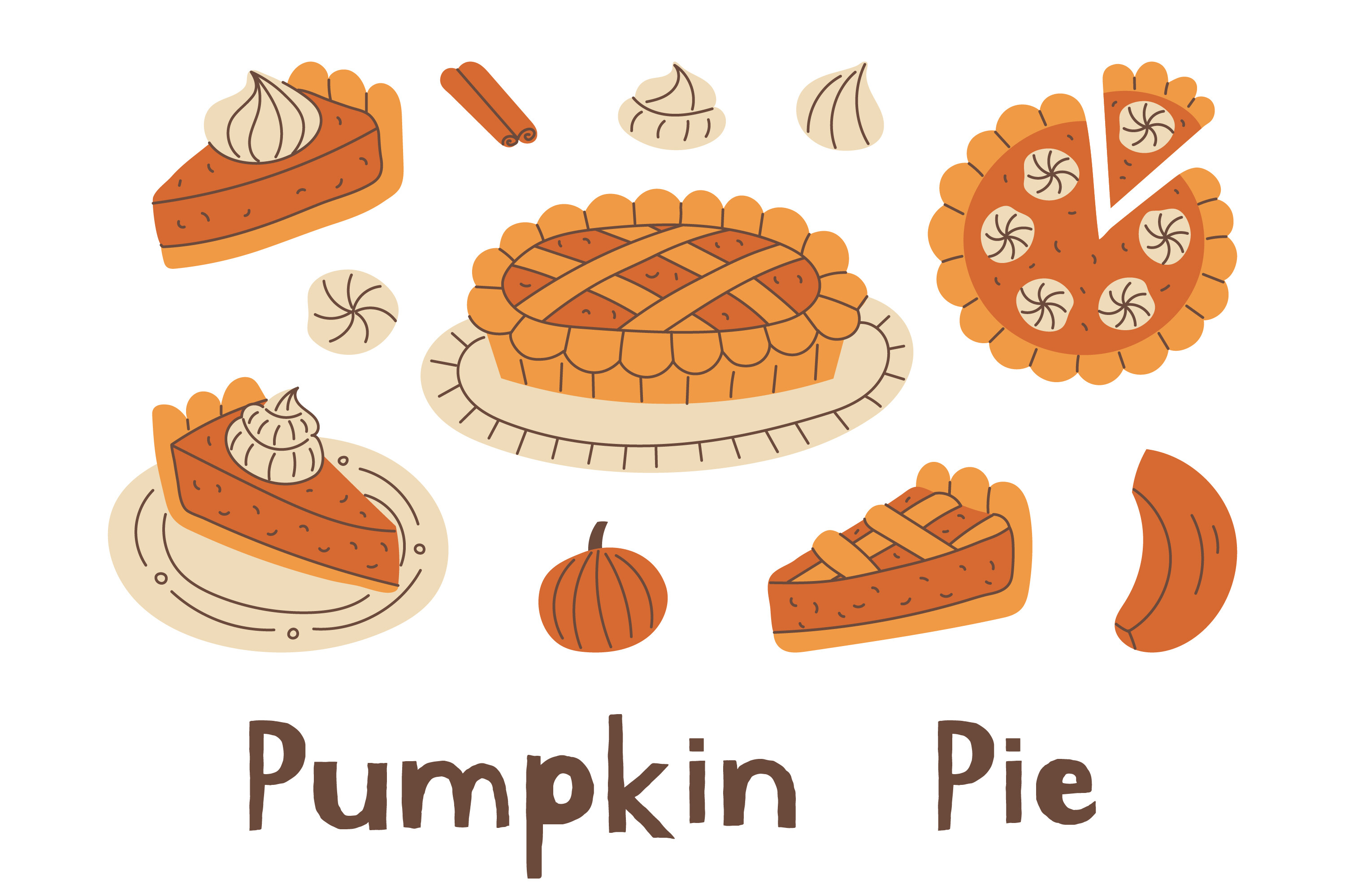 Pumpkin Pie Hand Drawn PNG Clipart