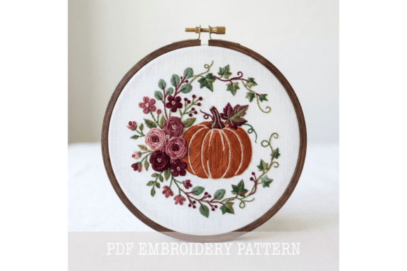 Pumpkin Rose Floral Embroidery Pattern