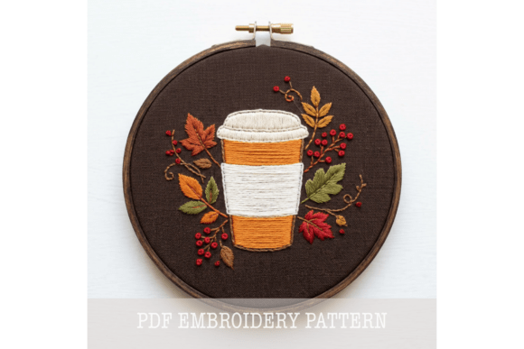 Pumpkin Spice Latte Embroidery Pattern