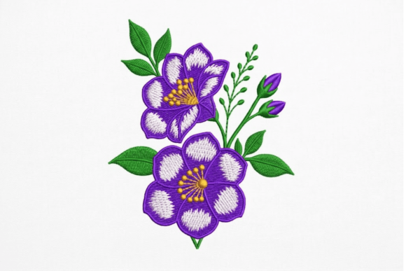 Purple Floral Bouquet Embroidery Design