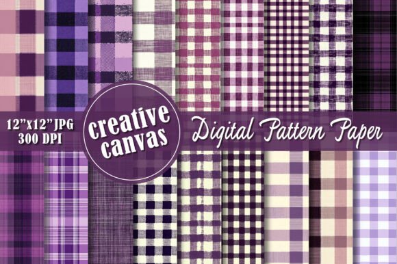 Purple Gingham Seamless Digital Paper