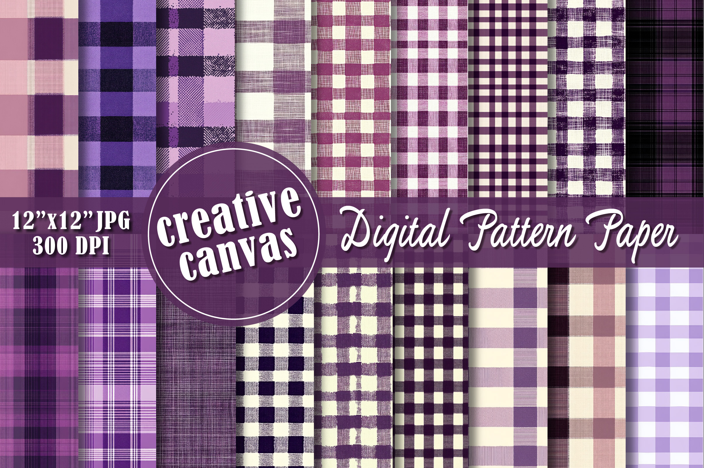Purple Gingham Seamless Digital Paper
