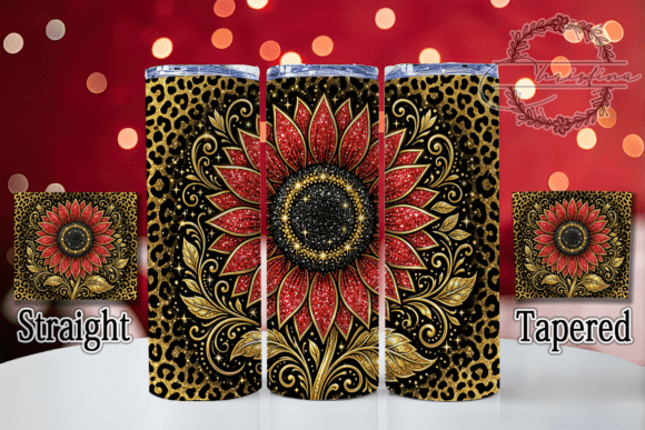 Red Glitter Sunflower 20oz Tumbler
