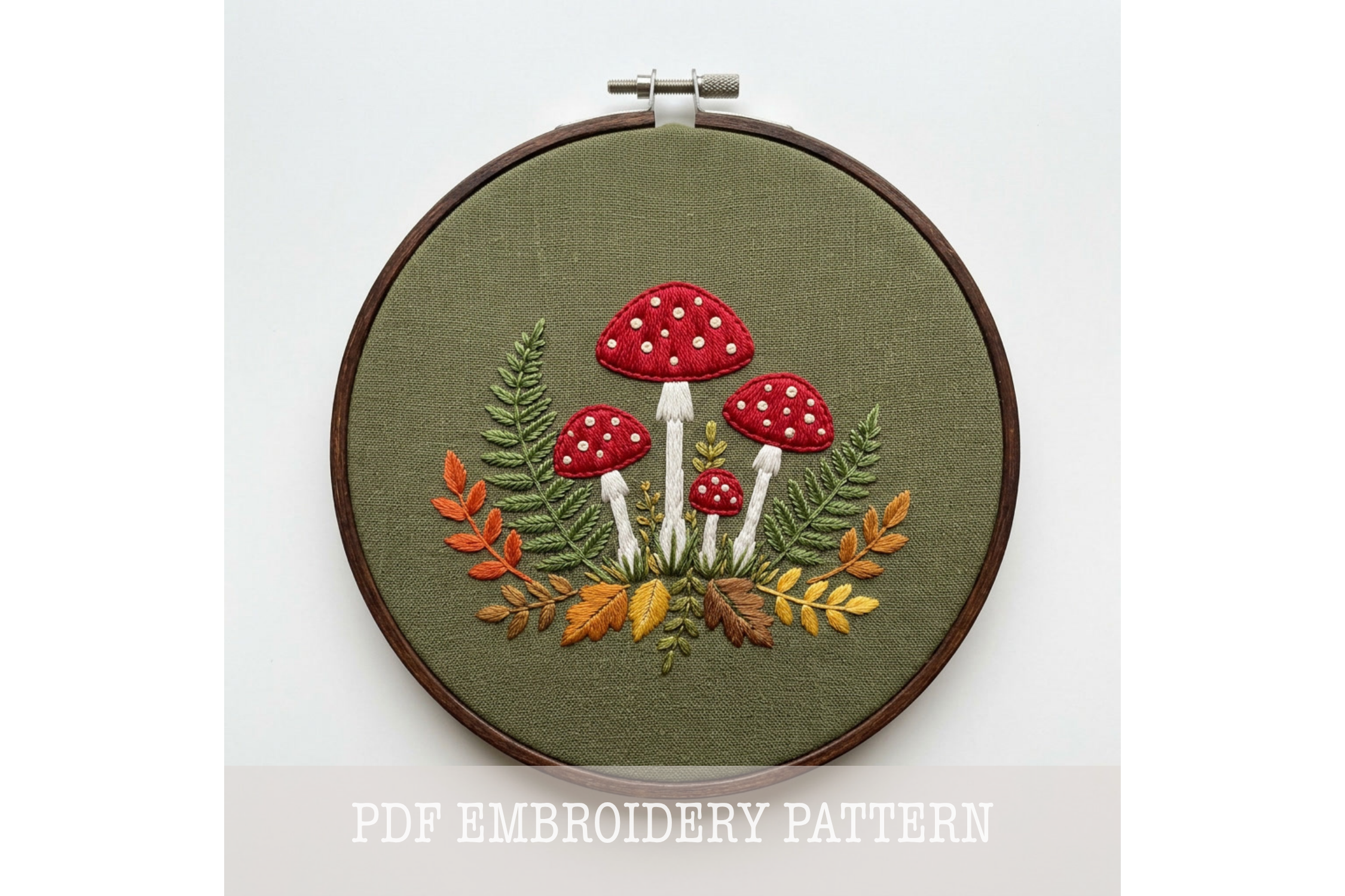 Red Toadstool Forest Embroidery Pattern