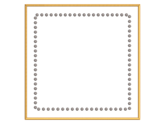 Rosette Trim Square Linen Embroidery