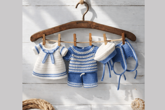 Sailor Doll Clothes Crochet Pattern PDF