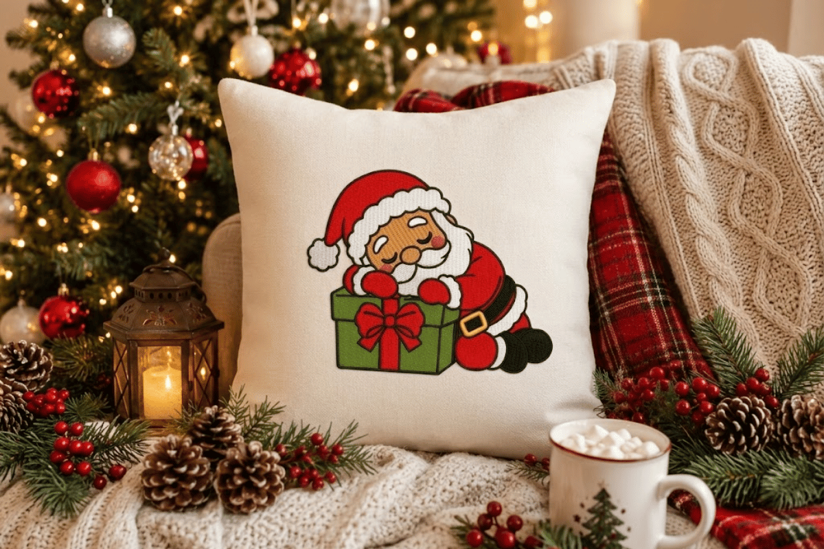 Santa Christmas Gift Embroidery Design