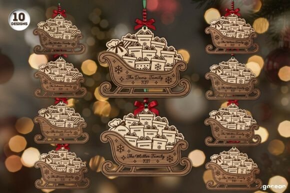 Santa Sleigh Ornaments SVG Bundle