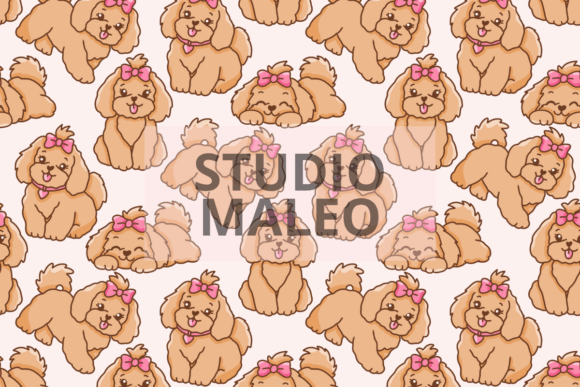 Shih Tzu Pink Bows Seamless Pattern
