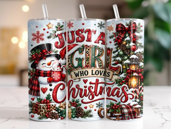 Snowman Buffalo Plaid Christmas Tumbler