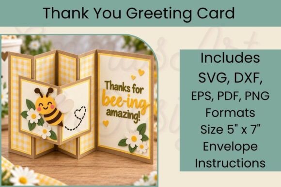 Thank You Bee SVG Card Foldable Papercut