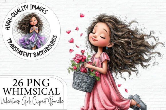 Valentine Girl Clipart PNG Bundle