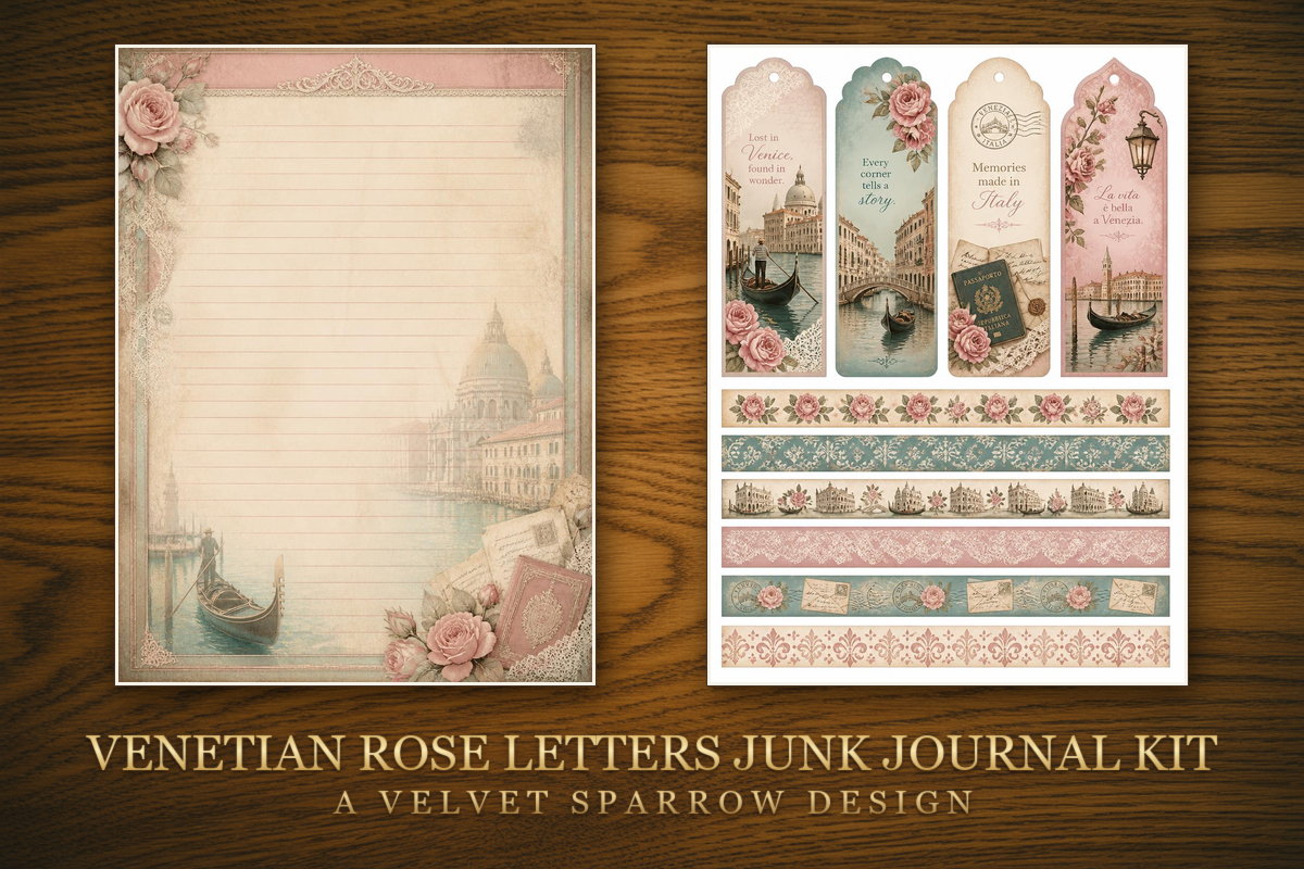 Venetian Rose Letters Junk Journal Kit