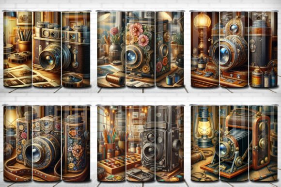 Vintage Cameras Tumbler Wrap Pack 6-in-1