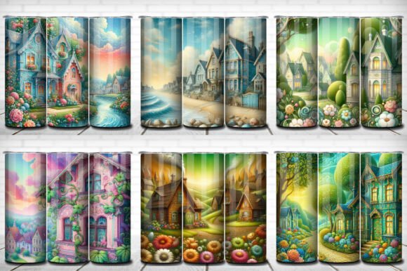 Vintage Houses Tumbler Wrap Pack 6-in-1