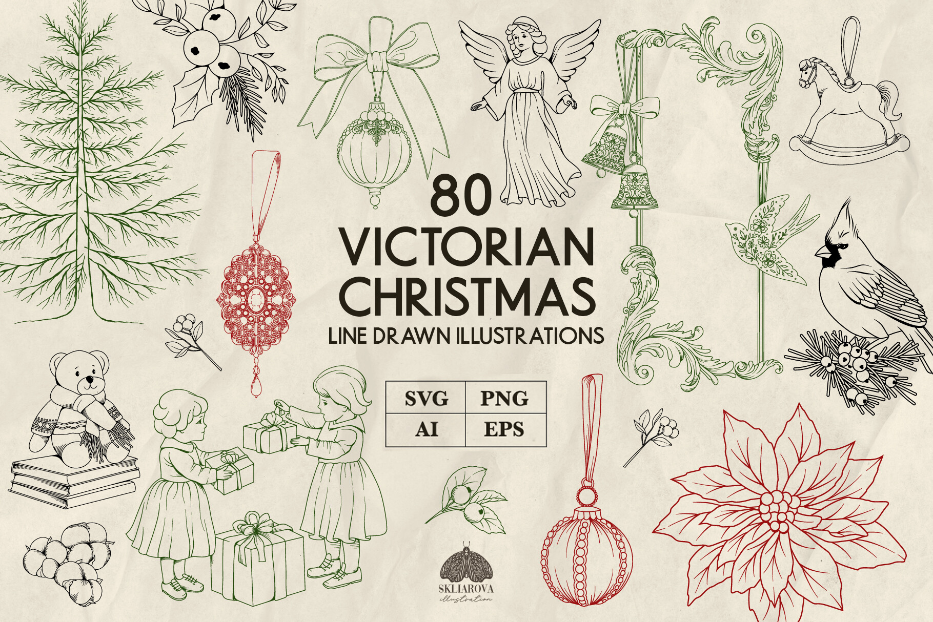 Vintage Victorian Christmas SVG PNG