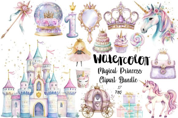 Watercolor Magical Princess Clipart
