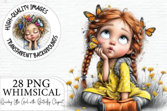Whimsical Butterfly Girl Clipart Bundle