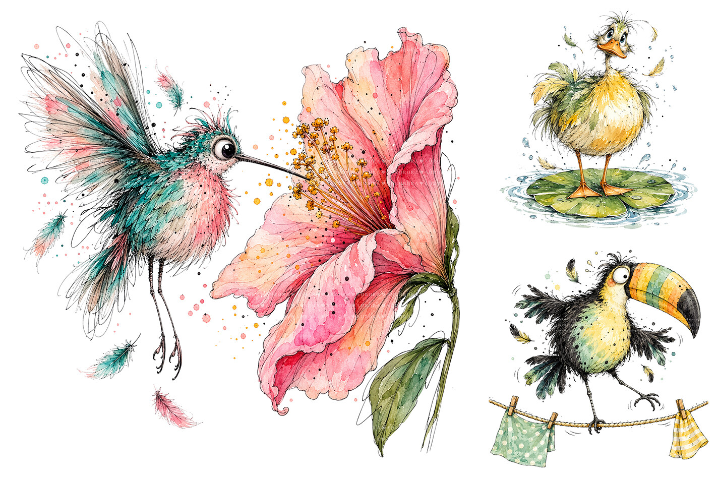 Whimsical Funny Bird Sublimation Clipart