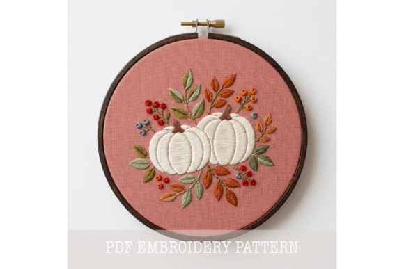 White Pumpkin Berry Embroidery Pattern