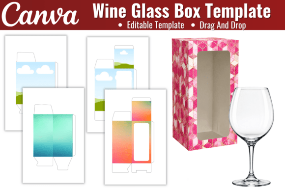 Wine Glass Box Canva Template Graphic Print Templates By Artist05