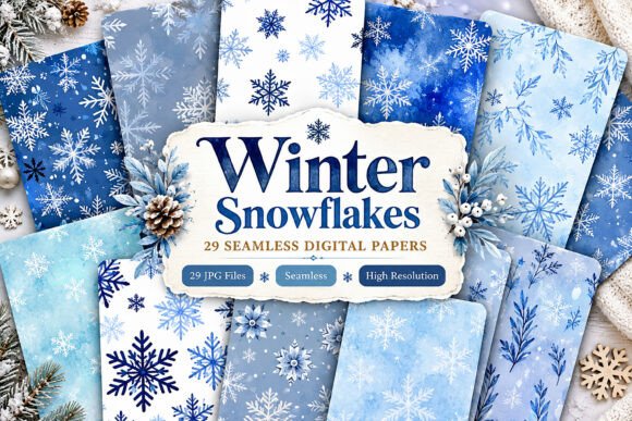 Winter Snowflakes Digital Seamless