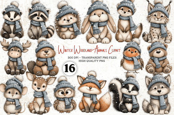 Winter Woodland Animals Clipart