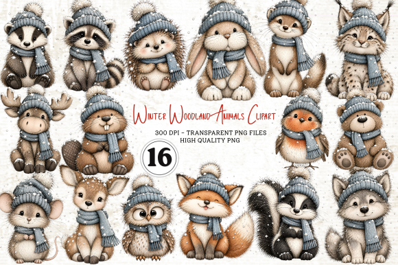 Winter Woodland Animals Clipart