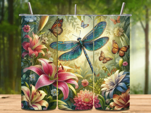 Magical Dragonfly 20oz Tumbler Wrap Png