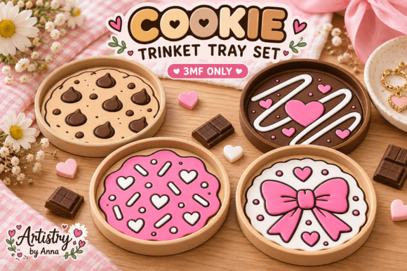 Cookie Trinket Tray Set - 4 Designs 3MF Files for FDM 3D Printing - Image 1