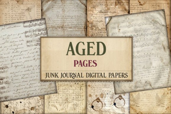 Aged Junk Journal Pages - Vintage Style