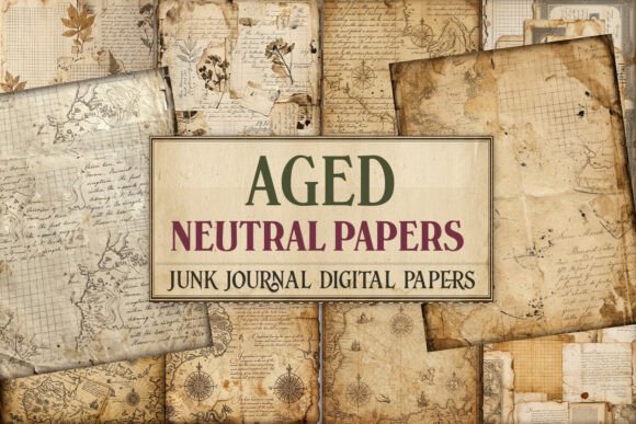 Aged Neutral Junk Journal Pages