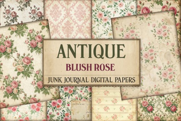 Antique Blush Rose Junk Journal Pages